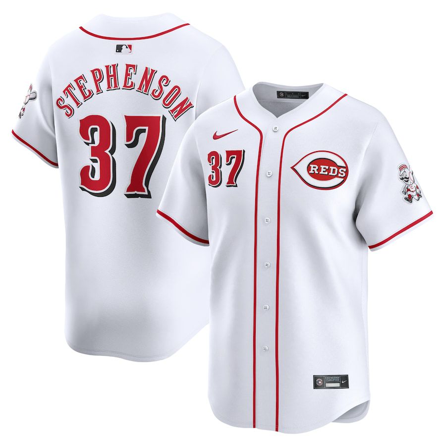 Men Cincinnati Reds 37 Tyler Stephenson Nike White Home Limited Player MLB Jersey